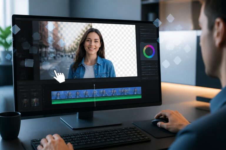 supprimez facilement et rapidement l'arrière-plan de vos vidéos en un seul clic grâce à unscreen, sans compétences techniques requises.